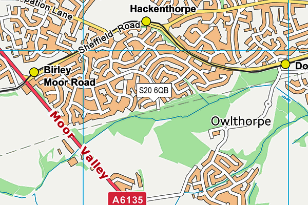 S20 6QB map - OS VectorMap District (Ordnance Survey)