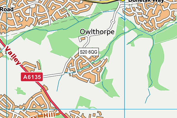 S20 6QG map - OS VectorMap District (Ordnance Survey)