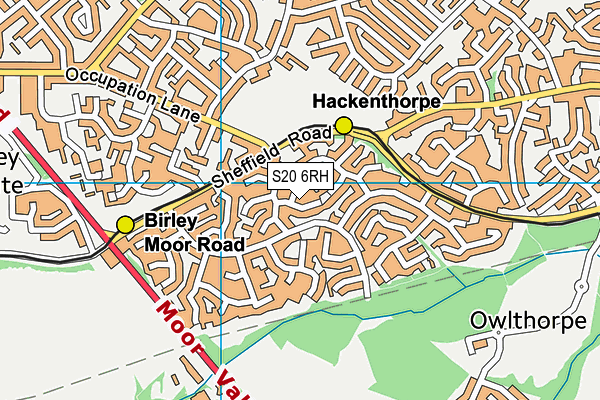 S20 6RH map - OS VectorMap District (Ordnance Survey)