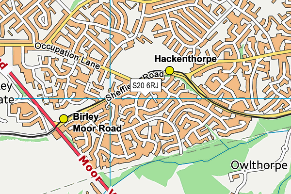 S20 6RJ map - OS VectorMap District (Ordnance Survey)