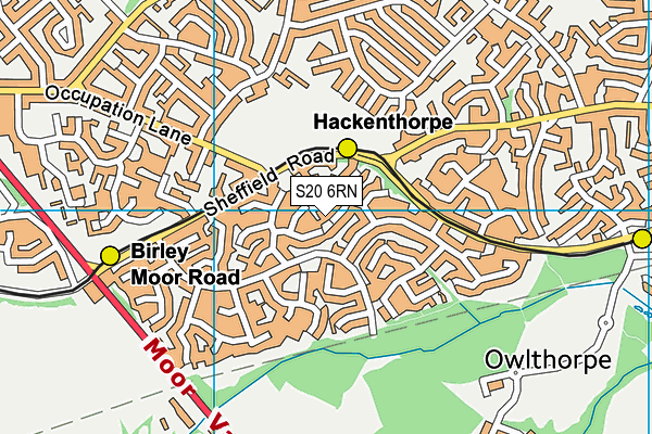 S20 6RN map - OS VectorMap District (Ordnance Survey)