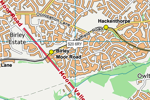 S20 6RY map - OS VectorMap District (Ordnance Survey)