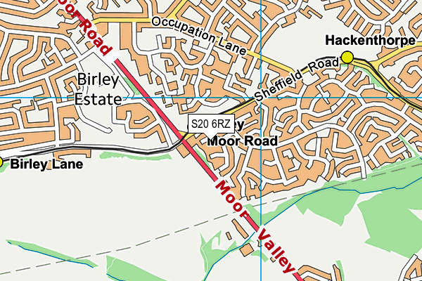 S20 6RZ map - OS VectorMap District (Ordnance Survey)