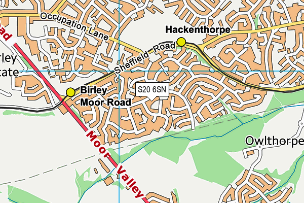 S20 6SN map - OS VectorMap District (Ordnance Survey)