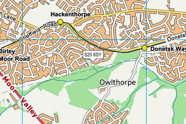 S20 6SY map - OS VectorMap District (Ordnance Survey)