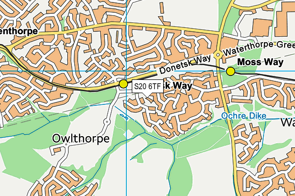 S20 6TF map - OS VectorMap District (Ordnance Survey)