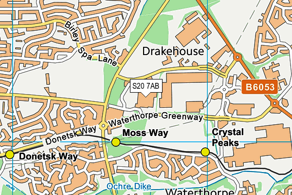 S20 7AB map - OS VectorMap District (Ordnance Survey)