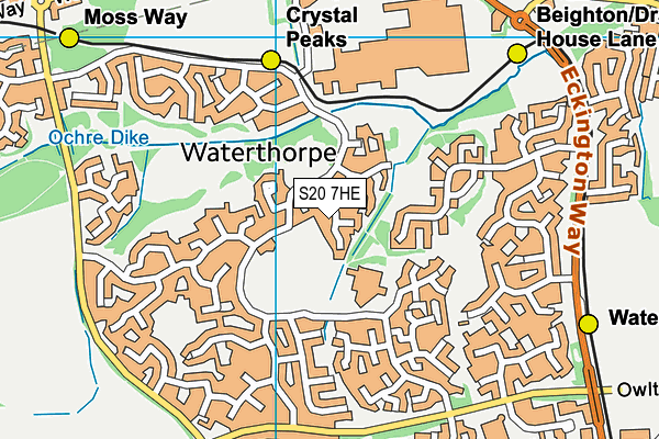 S20 7HE map - OS VectorMap District (Ordnance Survey)
