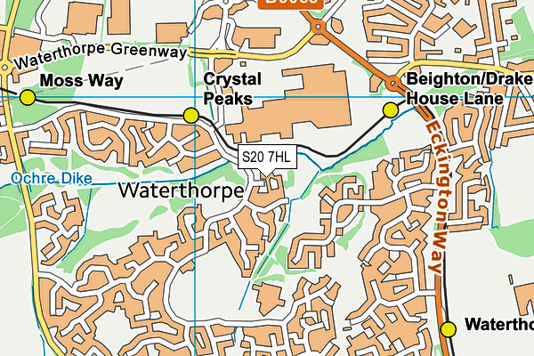 S20 7HL map - OS VectorMap District (Ordnance Survey)