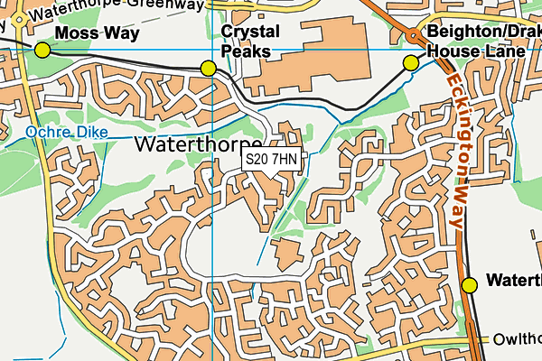 S20 7HN map - OS VectorMap District (Ordnance Survey)