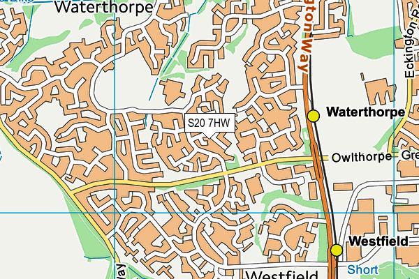 S20 7HW map - OS VectorMap District (Ordnance Survey)