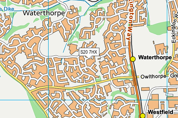 S20 7HX map - OS VectorMap District (Ordnance Survey)