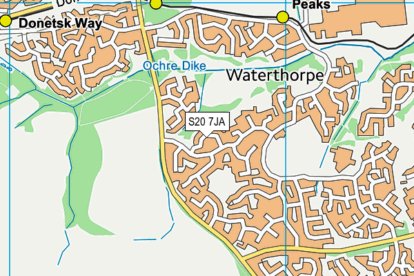 S20 7JA map - OS VectorMap District (Ordnance Survey)