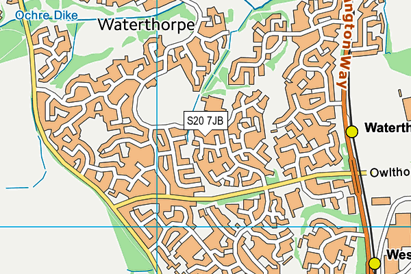 S20 7JB map - OS VectorMap District (Ordnance Survey)