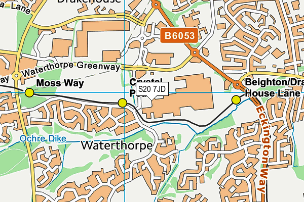 S20 7JD map - OS VectorMap District (Ordnance Survey)