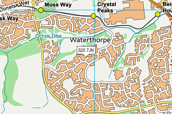 S20 7JN map - OS VectorMap District (Ordnance Survey)