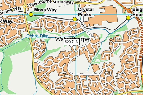 S20 7LA map - OS VectorMap District (Ordnance Survey)