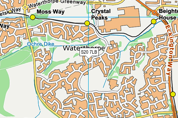 S20 7LB map - OS VectorMap District (Ordnance Survey)