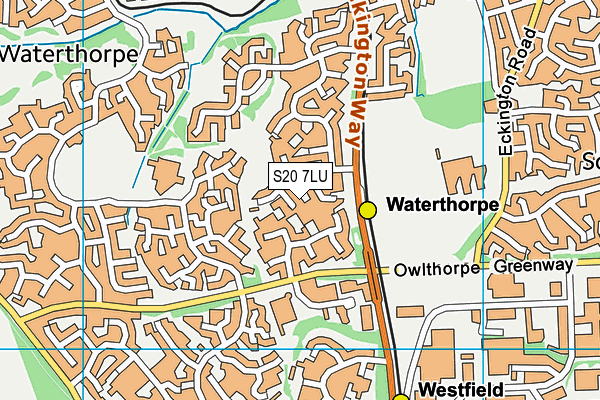 S20 7LU map - OS VectorMap District (Ordnance Survey)