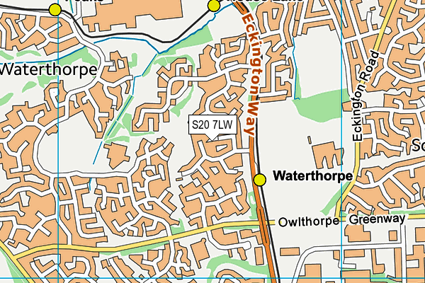 S20 7LW map - OS VectorMap District (Ordnance Survey)