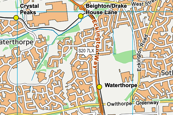 S20 7LX map - OS VectorMap District (Ordnance Survey)