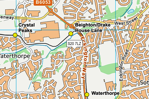 S20 7LZ map - OS VectorMap District (Ordnance Survey)