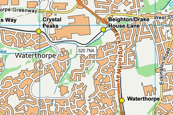 S20 7NA map - OS VectorMap District (Ordnance Survey)