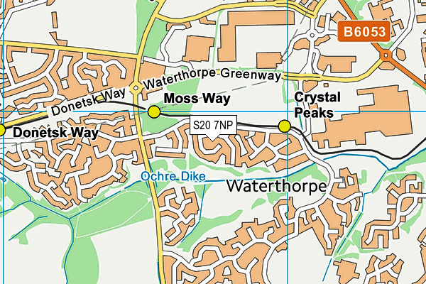 Waterthorpe Playing Fields map (S20 7NP) - OS VectorMap District (Ordnance Survey)