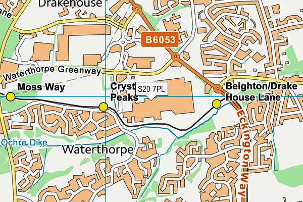 S20 7PL map - OS VectorMap District (Ordnance Survey)