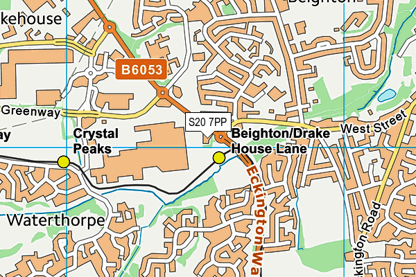 S20 7PP map - OS VectorMap District (Ordnance Survey)