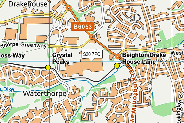 S20 7PQ map - OS VectorMap District (Ordnance Survey)