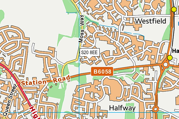 S20 8EE map - OS VectorMap District (Ordnance Survey)