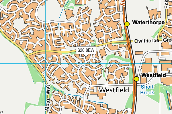 S20 8EW map - OS VectorMap District (Ordnance Survey)