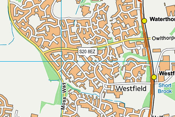 S20 8EZ map - OS VectorMap District (Ordnance Survey)