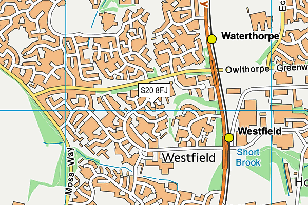 S20 8FJ map - OS VectorMap District (Ordnance Survey)