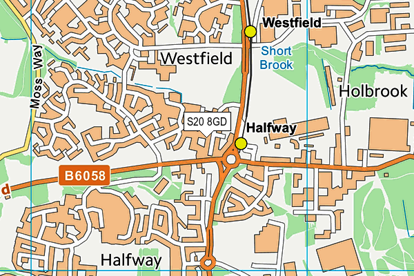 S20 8GD map - OS VectorMap District (Ordnance Survey)