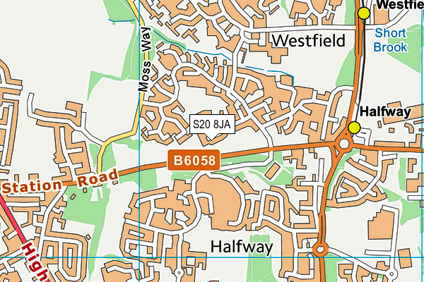 S20 8JA map - OS VectorMap District (Ordnance Survey)