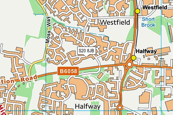 S20 8JB map - OS VectorMap District (Ordnance Survey)