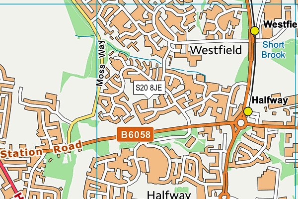 S20 8JE map - OS VectorMap District (Ordnance Survey)