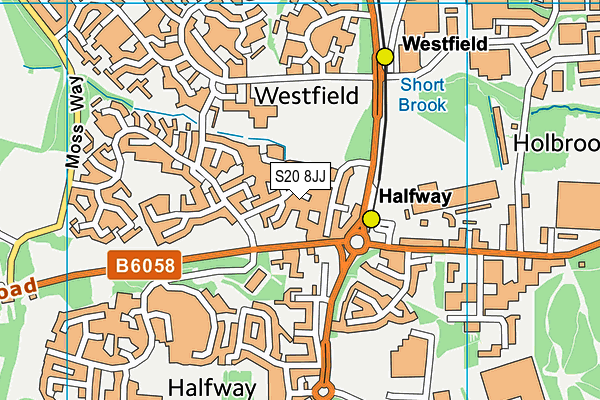 S20 8JJ map - OS VectorMap District (Ordnance Survey)