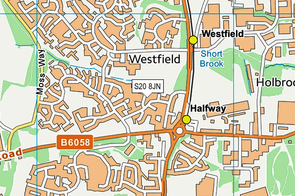 S20 8JN map - OS VectorMap District (Ordnance Survey)