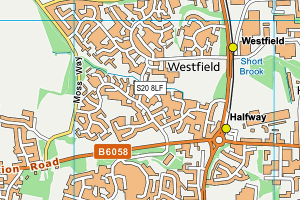 S20 8LF map - OS VectorMap District (Ordnance Survey)