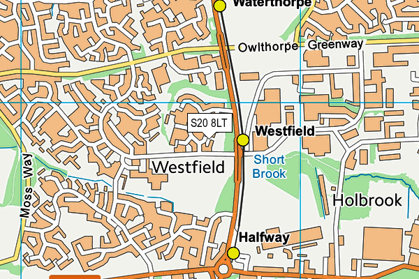 S20 8LT map - OS VectorMap District (Ordnance Survey)