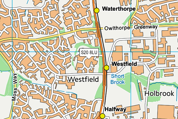 S20 8LU map - OS VectorMap District (Ordnance Survey)