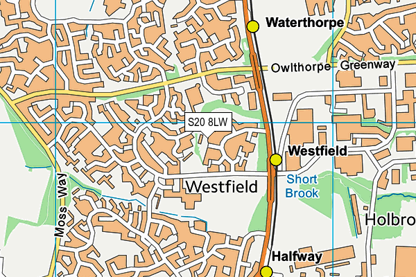 S20 8LW map - OS VectorMap District (Ordnance Survey)