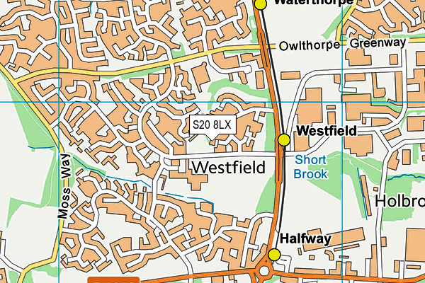 S20 8LX map - OS VectorMap District (Ordnance Survey)