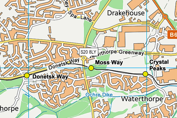 S20 8LY map - OS VectorMap District (Ordnance Survey)