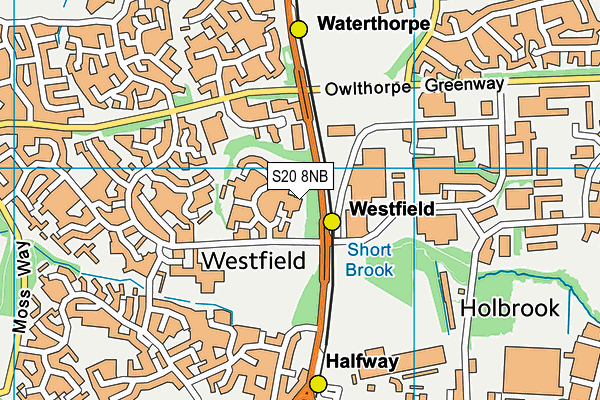 S20 8NB map - OS VectorMap District (Ordnance Survey)