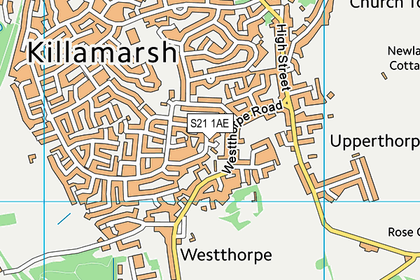 S21 1AE map - OS VectorMap District (Ordnance Survey)