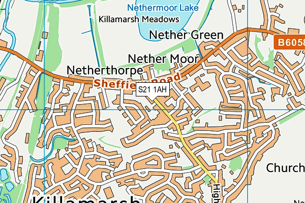 S21 1AH map - OS VectorMap District (Ordnance Survey)